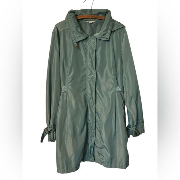 Garnet Hill Rain Jacket Size 14 Spring Pastel Windbreaker Hood - Picture 1 of 9